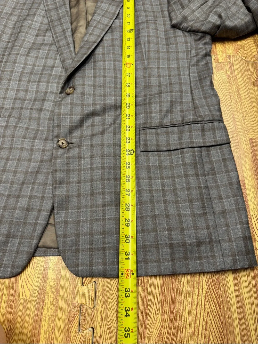 Brooks Brothers Regent Fit Italian Reda Wool Blazer Gray/Tan Plaid 46R Mens